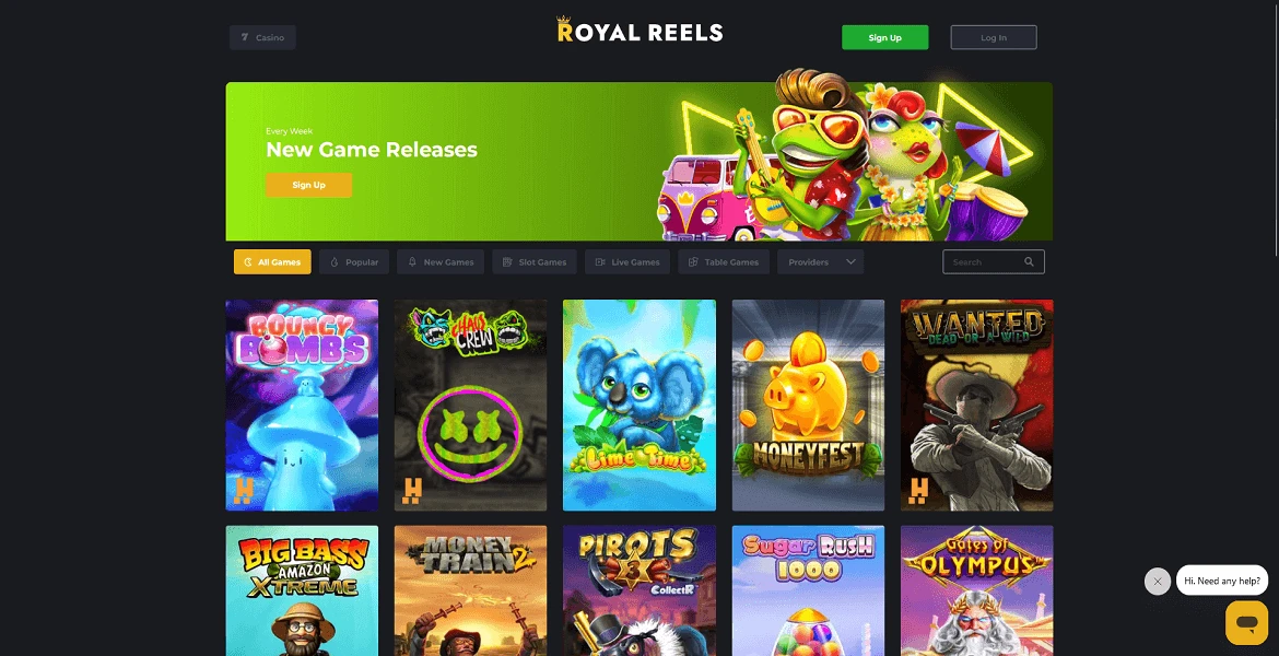 royal reels main page