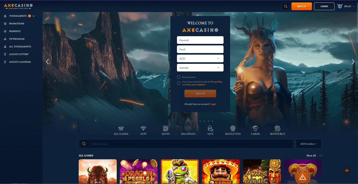 Axe Casino login