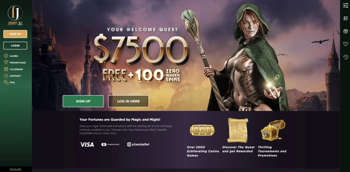 JackpotJill casino main page