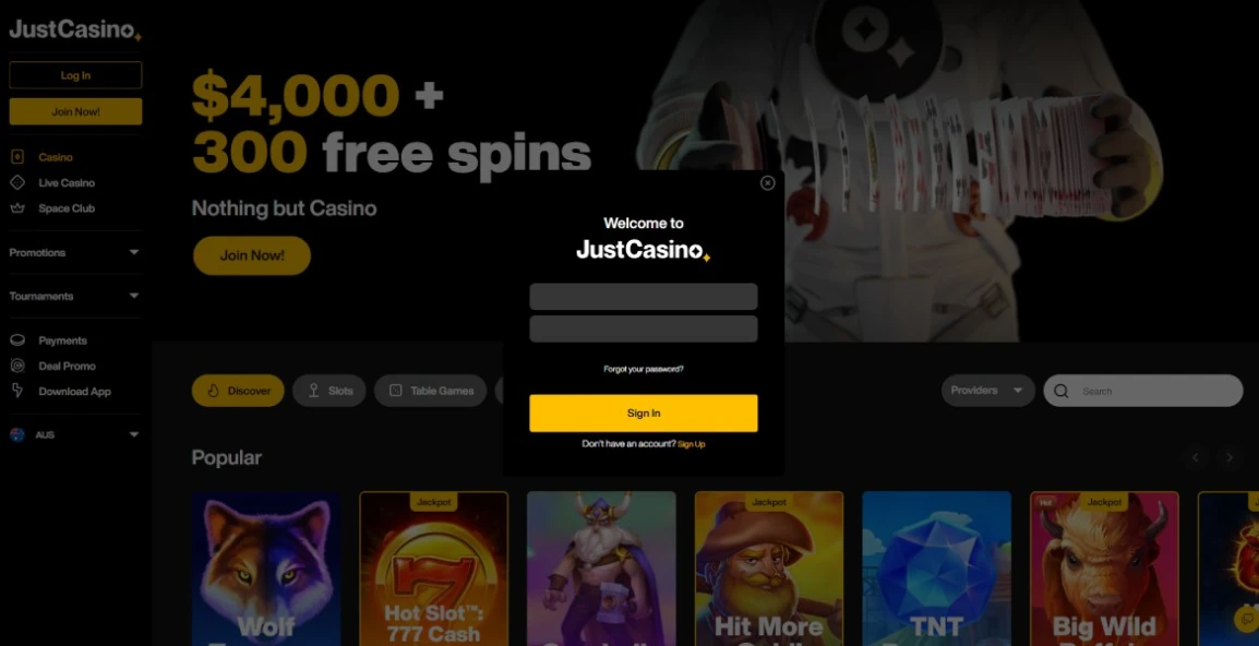 Just Casino login