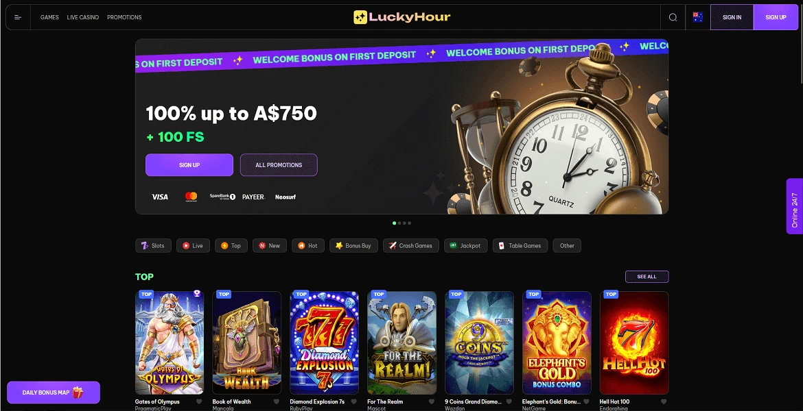 LuckyHour Casino login