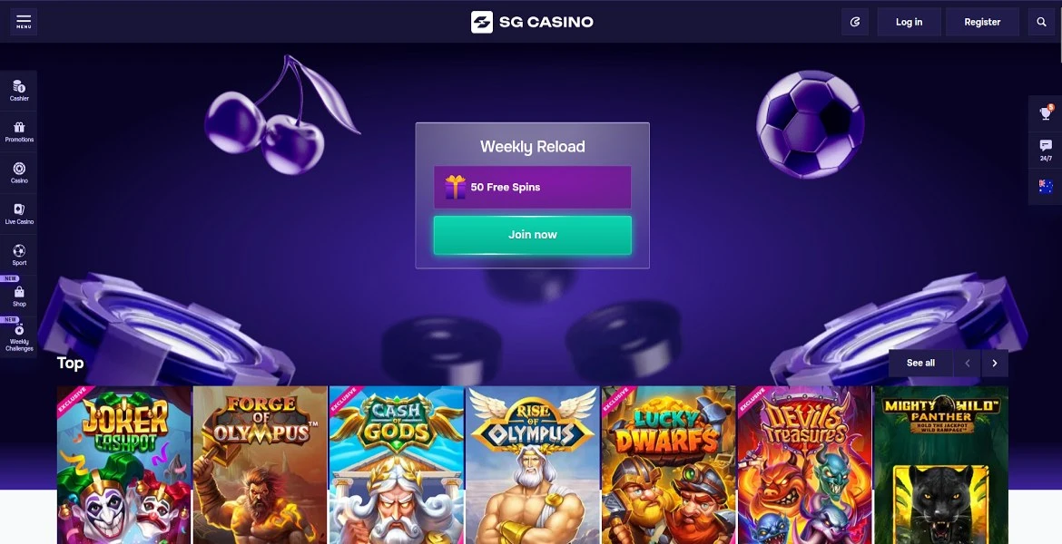 Rolling Slots Casino main page