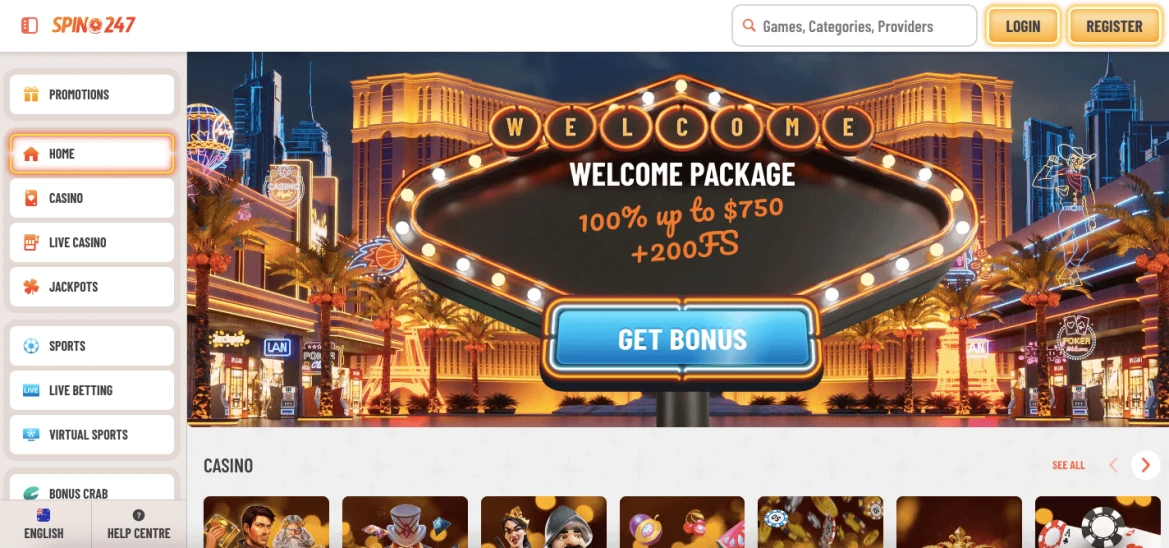 spin247 casino main page