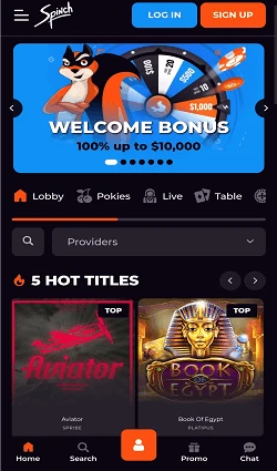 spinch casino mobile page