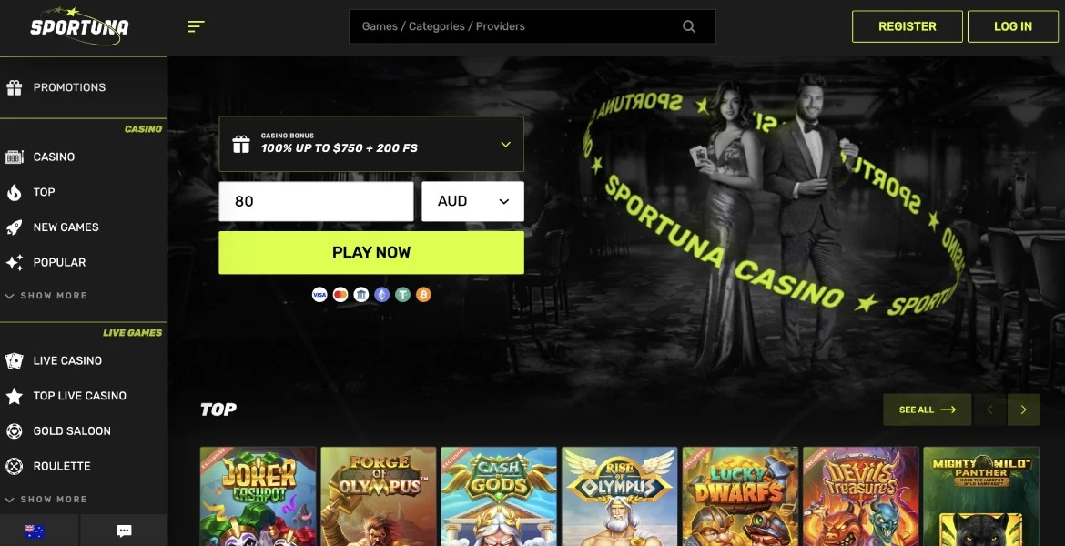 Sportuna Casino main page