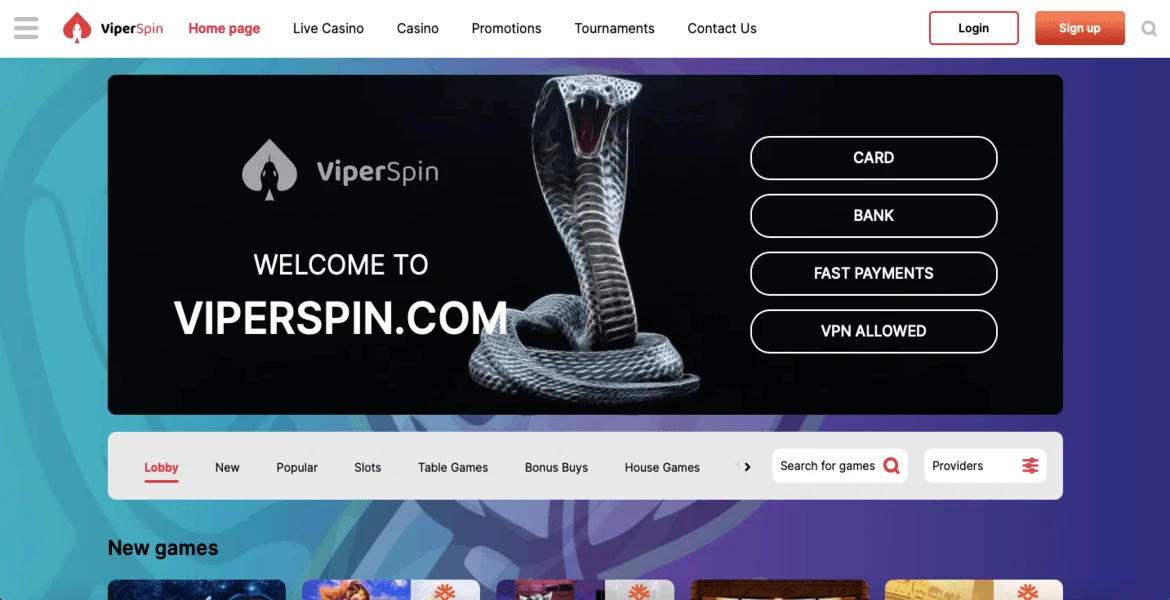 viperspin casino main page